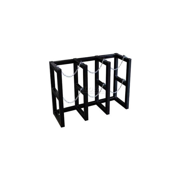 Justrite Stainless Steel Cylinder Tube Rack, 3 Wide x 1 Deep, 44"W x 16"D x 30"H, 3 Cylinder Cap. 35126 - main